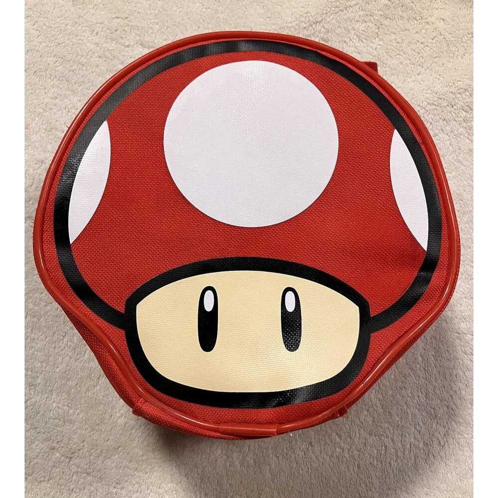 Super Mario Red Power Up Mushroom Lunch Bag Insulated Zipper Tote Nintendo